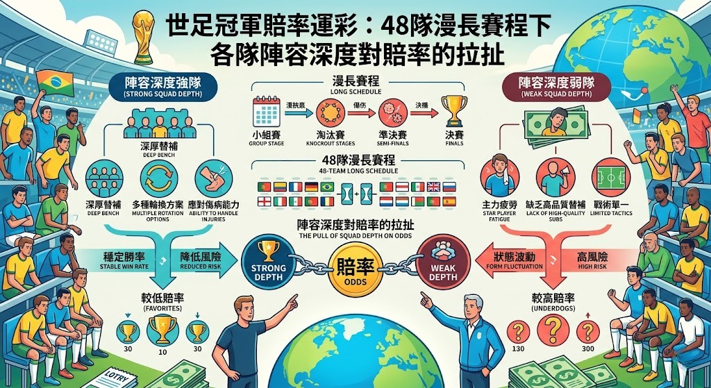 48隊漫長賽程下各隊陣容深度對賠率的拉扯 48隊漫長賽程下各隊陣容深度對賠率的拉扯